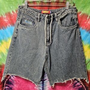 Baggy Empyre Skate Wash Denim Drawstring Jorts - Black Wash JNCO Look 33